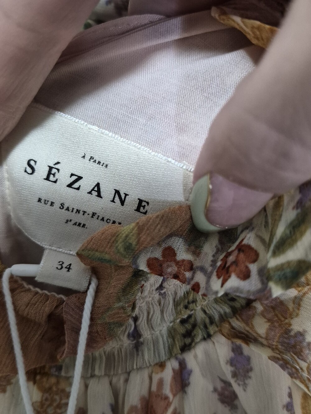 Sezane Estel Dress Patchwork Camel 34 NWT - Picture 7 of 9